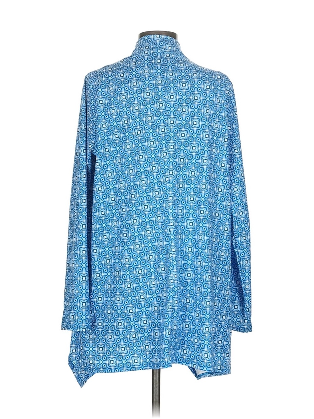 Lands’ End Open Front Swim Cover-Up Cardigan Plus Size 2X Blue Geometric UPF EUC - Picture 2 of 10